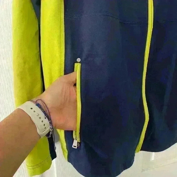 LAUREN Ralph Lauren LRL Active Neon Green/Blue Stretch Zip Track Jacket -A71 - Picture 6 of 8